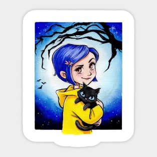 Coraline and cat Sticker